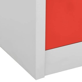 Dulapuri vestiar 2 buc. gri deschis si rosu 90x45x92,5 cm otel 2, light grey and red, cu 9 dulapuri, 1