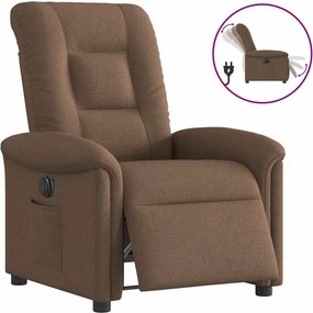 vidaXL Fotoliu rabatabil electric, maro, material textil