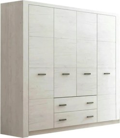 Dulap INFINITY I-18, frasin alb, PAL melaminat, cu 4 usi si 2 sertare,