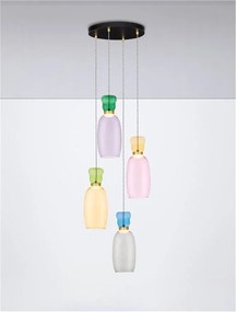 Lustra cu 4 pendule LED design modern Pluma multicolor