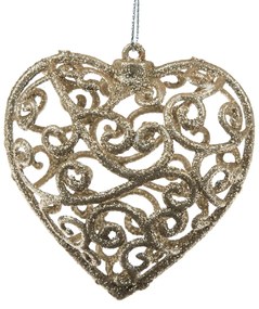 Decorațiune de Crăciun Carlita Inimă aurie, 10 x10 x 2 cm, plastic