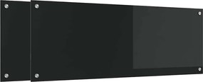 vidaXL Panou de bucătărie 2 pcs Negru 110 x 40 cm sticlă securizată