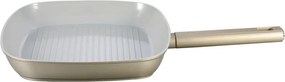 Tigaie grill Swiss Haus SH-SCGP28CH, 28 cm, acoperire ceramică Sapphire, pentru plite cu inducție, culoare șampanie