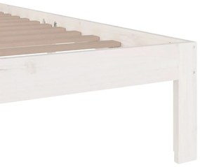 Cadru de pat, 140x190 cm, lemn masiv de pin Alb, 140 x 190 cm