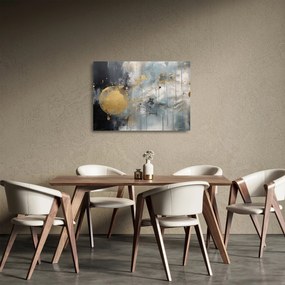 Tablou pe sticlă - Abstracție cu minge de aur (70x50 cm)