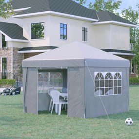Outsunny Cort Pliabil 3x3m cu Înălțime Reglabilă, Design Pop Up, Ferestre, Alb, Perfect pentru Evenimente în Aer Liber | Aosom Romania