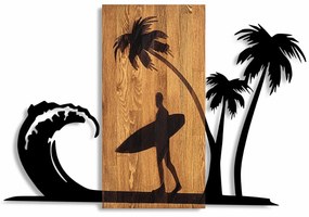 Accesoriu decorativ de perete din lemn Surfer Life