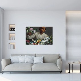 Tablou - Frédéric Bazille, Young Woman with Peonies, reproducere (90x60 cm)