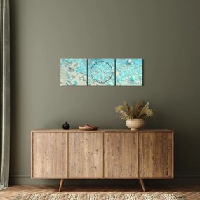 Tablou - Atmosfera de litoral în nuanțe turcoaz (cu ceas) (90x30 cm)