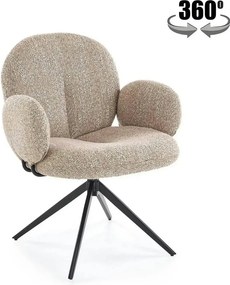 Scaun K568, bej inchis/negru, stofa clasica/otel, 65x64x82 cm