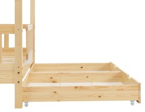 Patut Marli 90 x 200 cm cu 2 sertare si grilaj sipci - natural