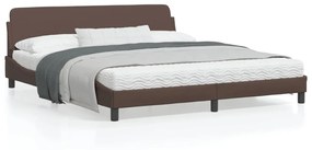 373240 vidaXL Cadru de pat cu tăblie, maro, 180x200 cm, piele ecologică