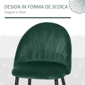 HOMCOM Set de 2 Scaune Căptușite fără Cotiere, Scaune pentru Sufrageri sau Bucatarie, 50x54x80 cm, Verde | Aosom Romania