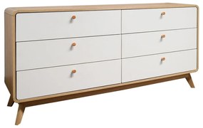 Comodă albă/în culoare naturală joasă cu aspect de lemn de stejar 150x74 cm Caitlin – Støraa