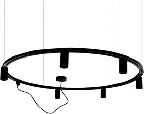 Sistem modern de iluminat pe șină suspendat cu 6 spoturi negre monofazate GU10 50mm - Iconic Ruby Honey