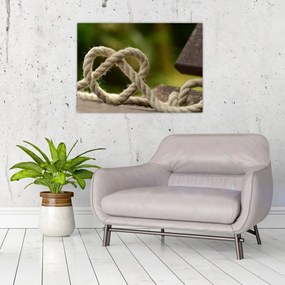 Tablou pe sticlă inima din frânghie (70x50 cm)