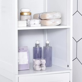 Dulap Îngust de Baie 160cm cu Rafturi și Spațiu de Depozitare, Alb, Independent | Aosom Romania