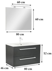 Mobilier complet de baie Vario Clam 80 antracit-antracit