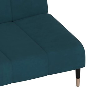 Canapea extensibila cu 2 locuri, albastru, catifea Albastru, Fara scaunel pentru picioare Fara scaunel pentru picioare