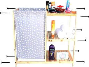 Cos de rufe din lemn cu 1 compartimente textil Homs 44 X 90 X 90 cm