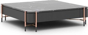 Masă lemn masiv Cafea Calista Negru-Rose Gold L 120 x A 120 x H 35 cm - Marmura naturala