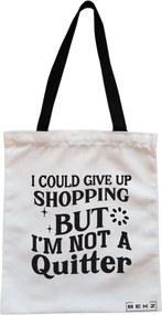 Sacosa de Panza pentru Cumparaturi, Geanta Tote, model Not a quitter, Cu fermoar, 38x34.5 cm, Alba, BEKZ®