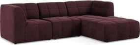 Colțar burgundy cu tapițerie din catifea (cu colț pe partea dreaptă/cu șezlong) Aloha – Makamii