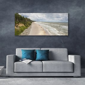 Tablou pe panza canvas Sea Beach copac Natura Gri Verde Alb