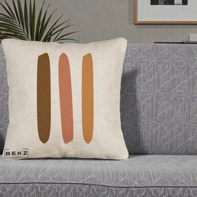 Perna Decorativa Abstract Linii Terracotta, 40x40 cm, Bej Canapea, Husa Detasabila, Perna Inclusa, BEKZ®