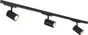 Sistem de șine negru cu LED reglabil 3 lumini trifazate stânga - Ruler 38