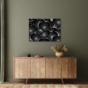 Tablou pe sticlă cu inimile alb - negre (70x50 cm)