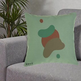 Perna Decorativa Abstract Forme Fluide Coral, 40x40 cm, Verde, Husa Detasabila, Perna Inclusa, BEKZ®