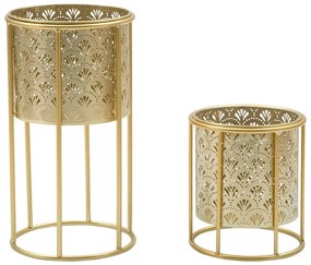 Set 2 suporturi pentru ghivece Mauro Ferretti Golvy, înălțime 40 cm, auriu