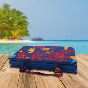 Saltea de plaja CALUT DE MARE CU CORALI 137x49 cm, albastru