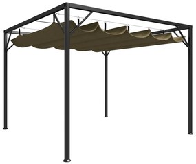 vidaXL Pavilion grădină, acoperiș retractabil gri taupe 3x3 m 180 g/m²