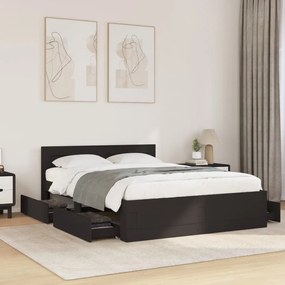 vidaXL Cadru de pat cu tăblie, negru, 120x190 cm, lemn prelucrat