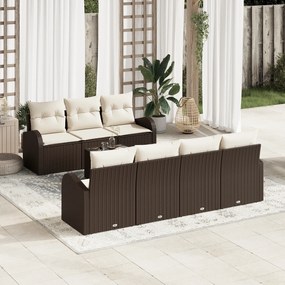 vidaXL Set de Sofa de Grădină de 8 Piese cu Perne Maro din Ratan Poli