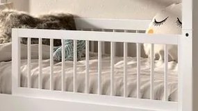 Barieră de Siguranță Forrest Beech cu Bare Rotunde pentru Pat Copii, din Lemn Masiv de Fag, Alb – Vipack