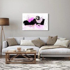 Tablou - Femeia cu pisică neagră (90x60 cm)