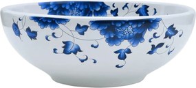 vidaXL Lavoar de blat, alb și albastru, rotund, Φ41x14 cm, ceramică
