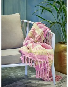 Pătură galbenă/roz din bumbac reciclat 130x160 cm Isnel – Bloomingville