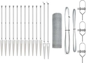 vidaXL Stâlp de gard. Argintiu 25 x 0,5 m (plasă de 25 mm) Oțel