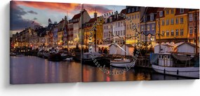 Tablou - Nyhavn, Copenhaga (cu ceas) (90x30 cm)