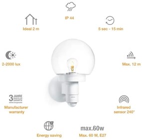 Steinel 657413 - Corp de iluminat perete exterior cu senzor L 115 S 1xE27/60W/230V