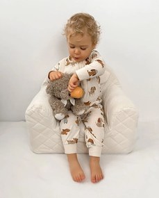 Fotoliu pentru copii cu spatar, catifea Velvet Ursulet Teddy Ecri