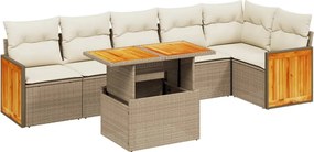 vidaXL Set canapele de grădină, 7 piese, cu perne, bej, poliratan