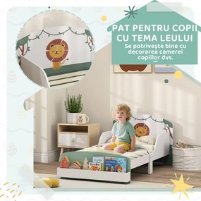 AIYAPLAY Pat pentru Copii cu Spațiu de Depozitare și Design Leu, 3-8 Ani | Aosom Romania