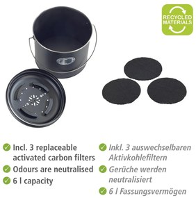 Recipient pentru deșeuri compostabile negru 6 l Nero – Wenko