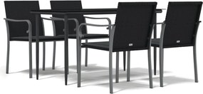 vidaXL Set mobilier de grădină cu perne, 5 piese, poliratan și oțel