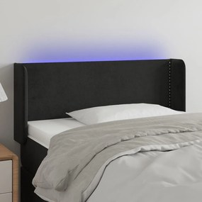 3123134 vidaXL Tăblie de pat cu LED, negru, 93x16x78/88 cm, catifea